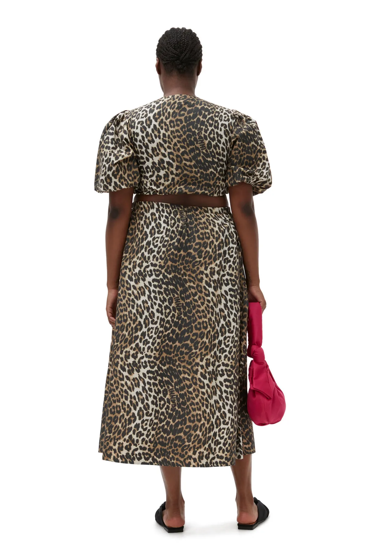 Fashion GANNI Leopard Printed Elasticated Maxi Skirt Big Leopard Almond Milk