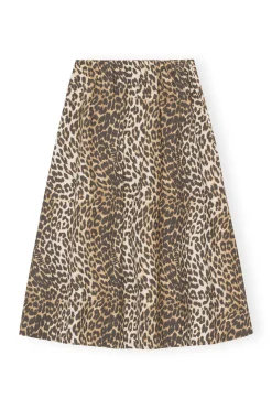 Fashion GANNI Leopard Printed Elasticated Maxi Skirt Big Leopard Almond Milk