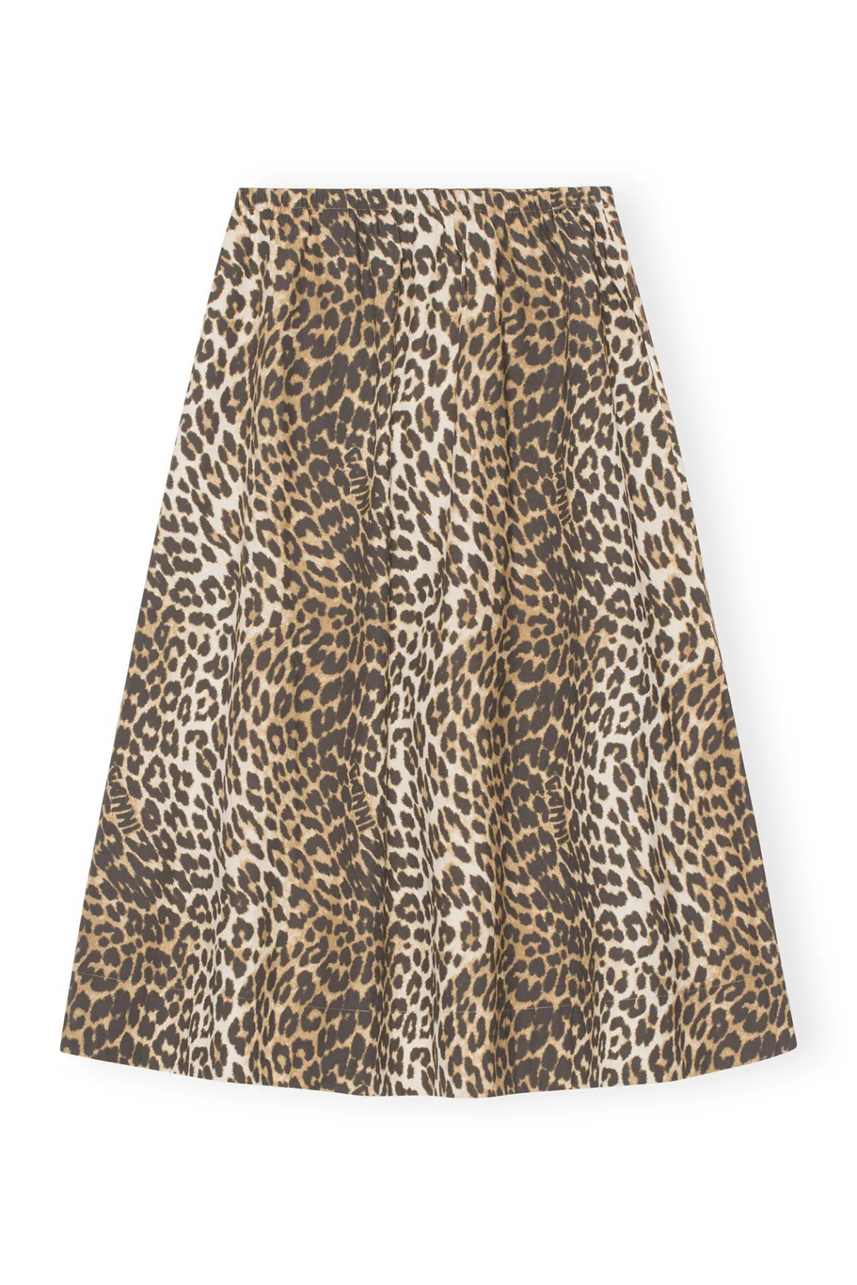 Fashion GANNI Leopard Printed Elasticated Maxi Skirt Big Leopard Almond Milk