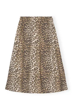 Fashion GANNI Leopard Printed Elasticated Maxi Skirt Big Leopard Almond Milk