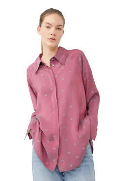 Flash Sale GANNI Light Jacquard Raglan Shirt Love Potion