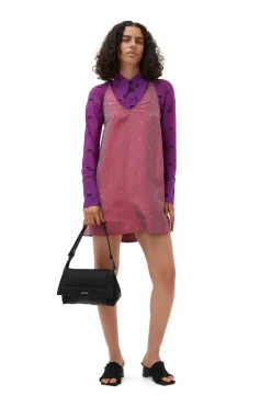 Best Sale GANNI Light Jacquard Strap Mini Dress Love Potion