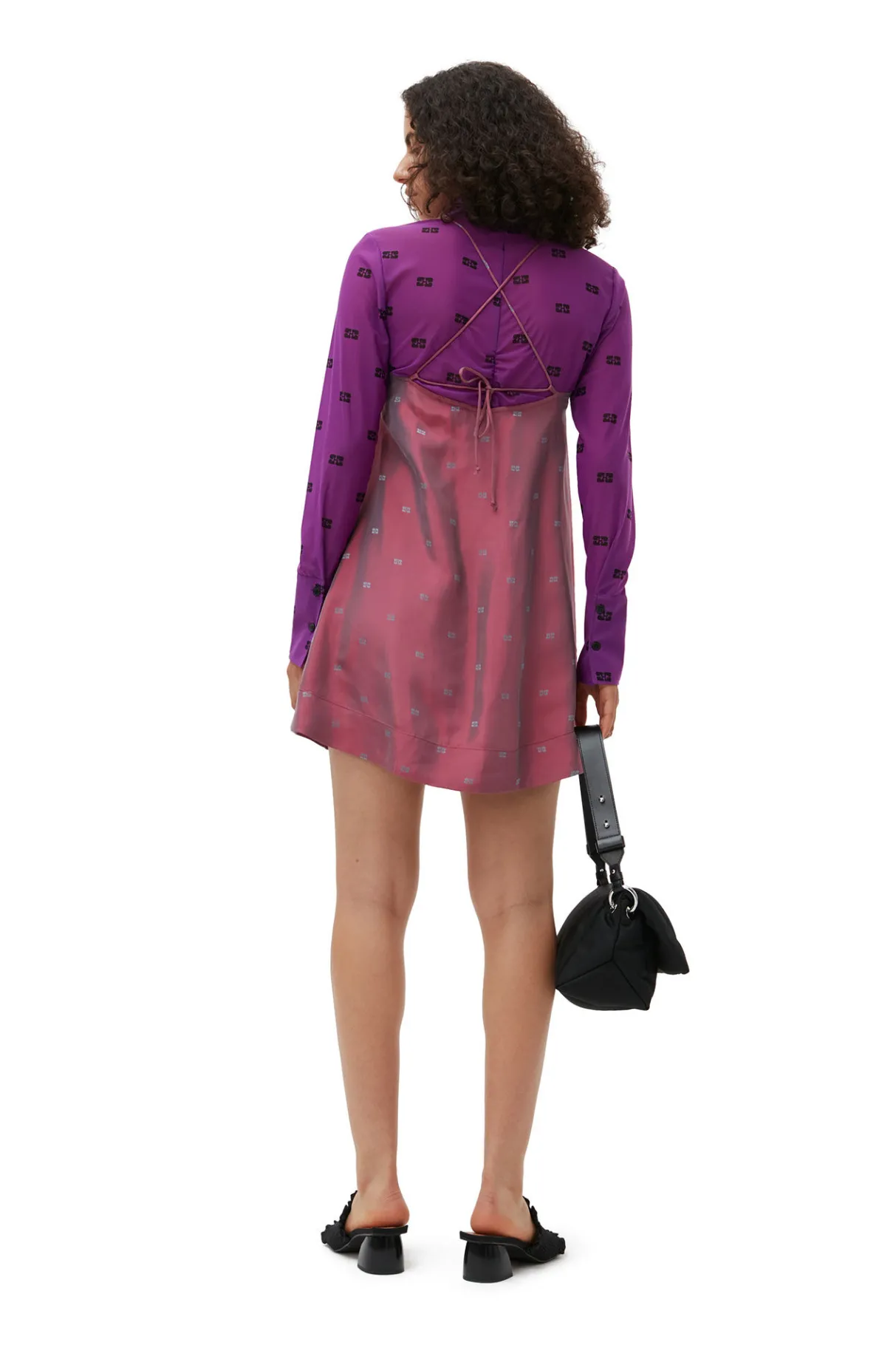 Best Sale GANNI Light Jacquard Strap Mini Dress Love Potion