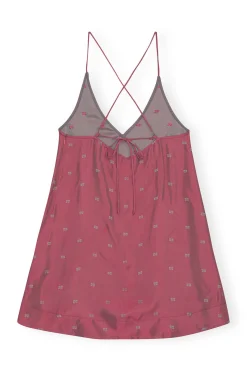 Best Sale GANNI Light Jacquard Strap Mini Dress Love Potion