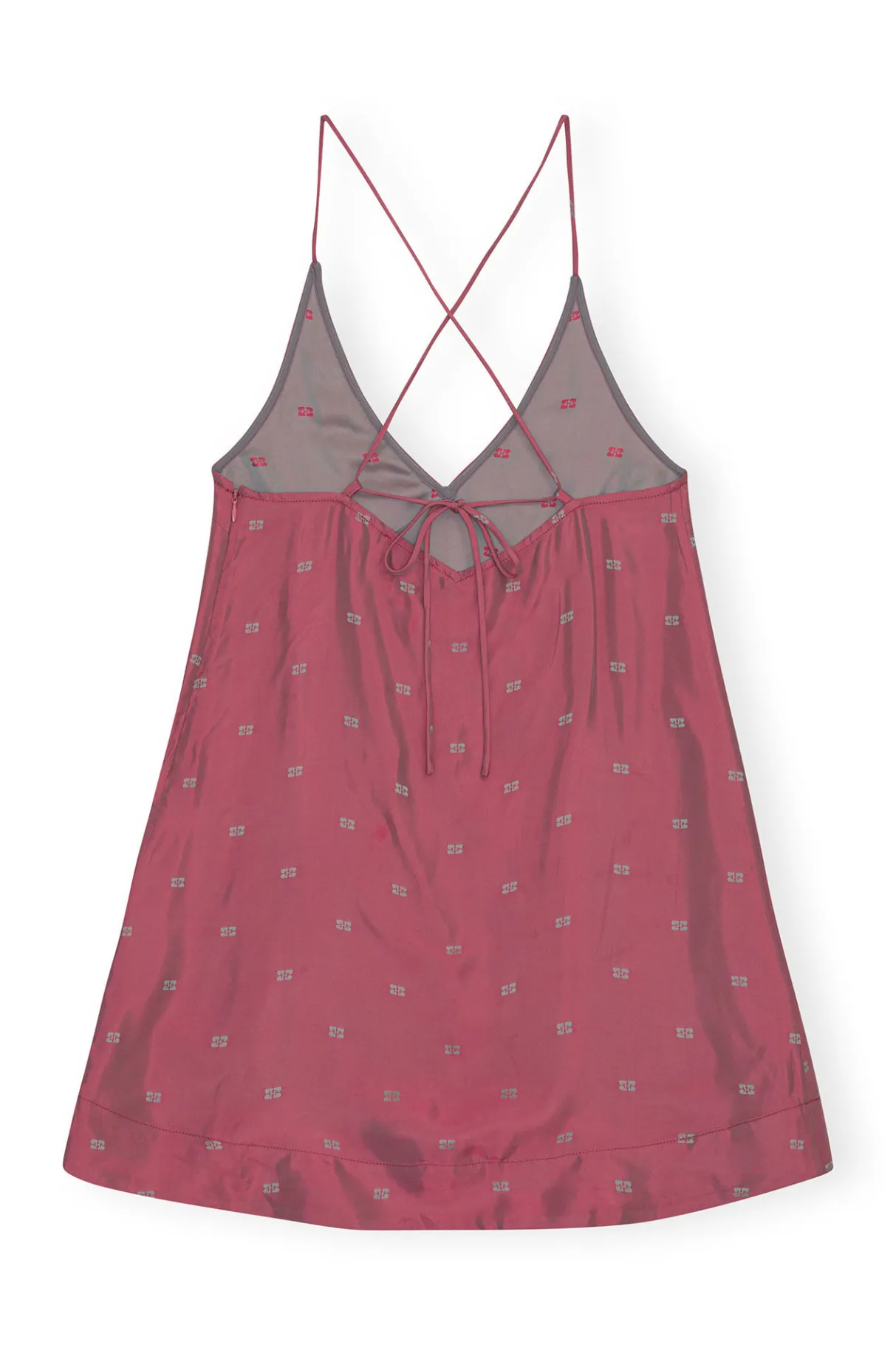 Best Sale GANNI Light Jacquard Strap Mini Dress Love Potion