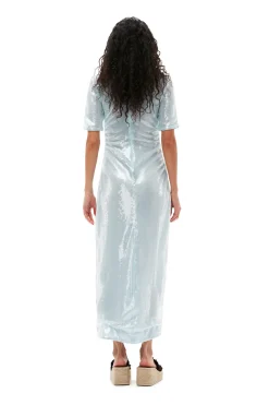 Cheap GANNI Light Sequins Maxi Dress Ice Water