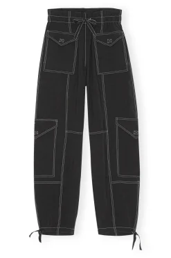 Fashion GANNI Light Slub Pocket Pants Black
