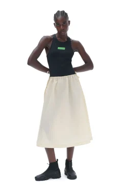 Hot GANNI Light Tech Drawstring Dress Biscotti