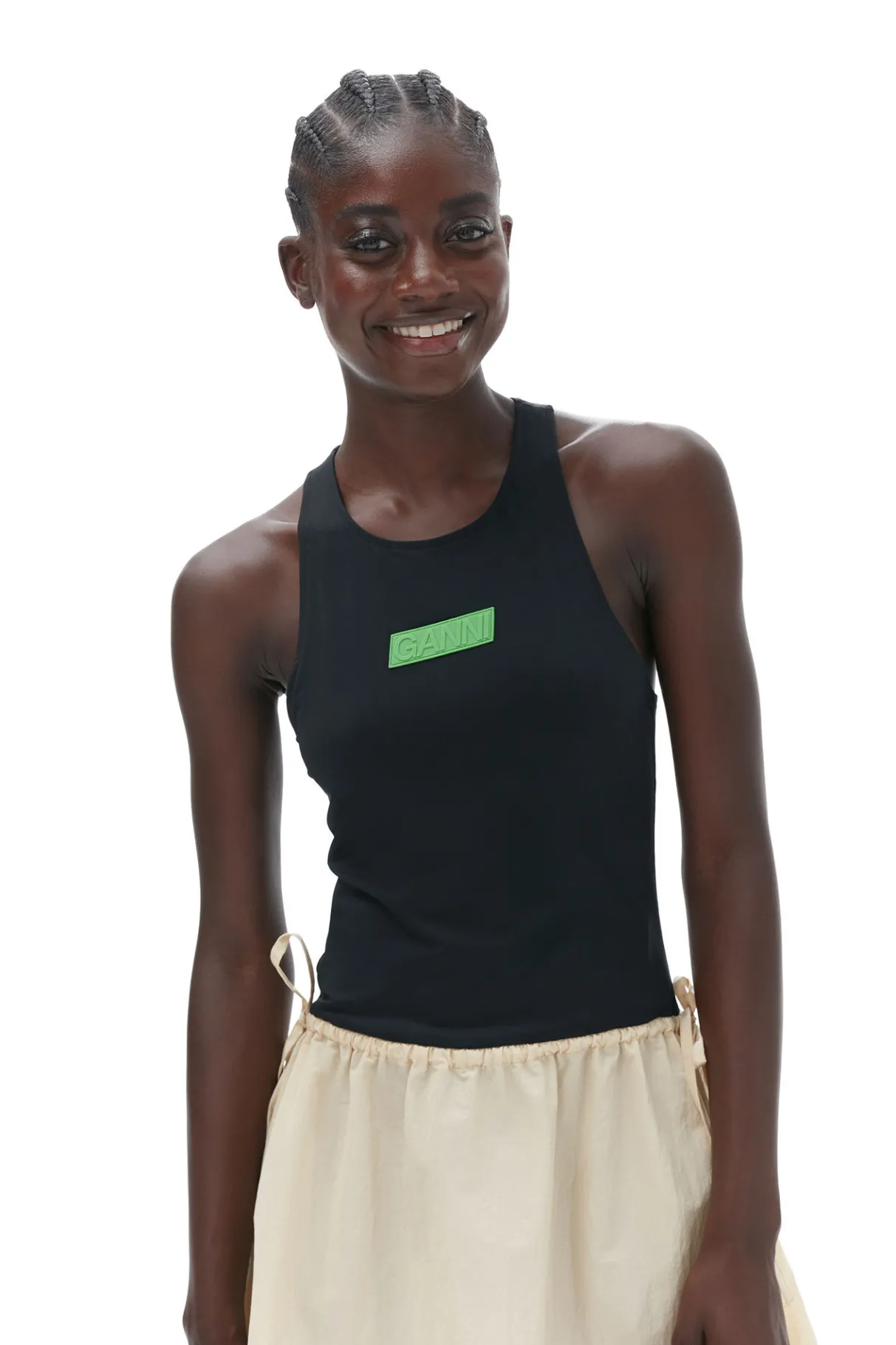 Hot GANNI Light Tech Drawstring Dress Biscotti