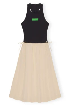 Hot GANNI Light Tech Drawstring Dress Biscotti