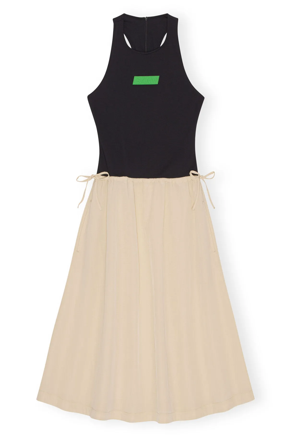 Hot GANNI Light Tech Drawstring Dress Biscotti