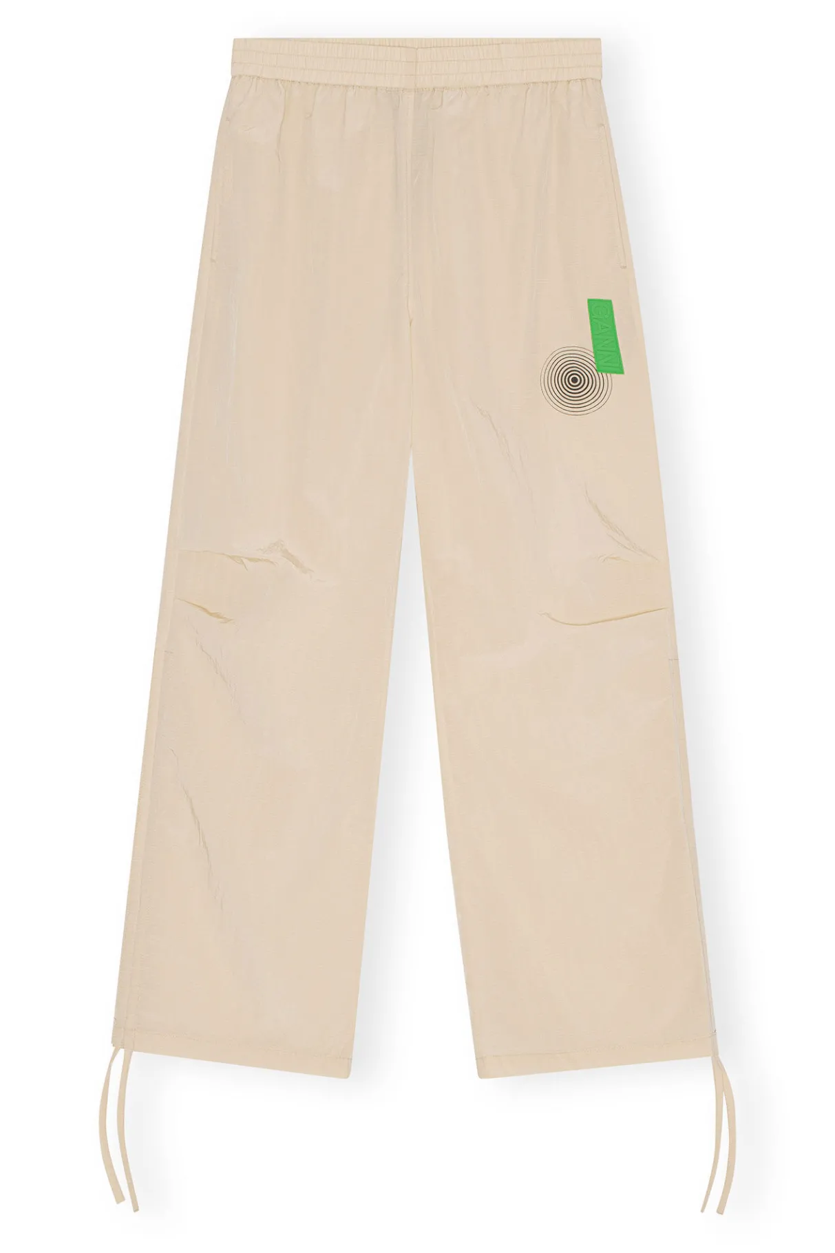 New GANNI Light Tech Drawstring Pants Biscotti