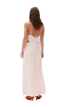 Cheap GANNI Lilac Satin Maxi Dress Light Lilac
