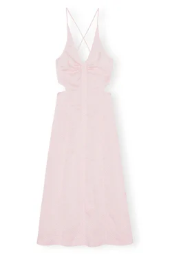 Cheap GANNI Lilac Satin Maxi Dress Light Lilac