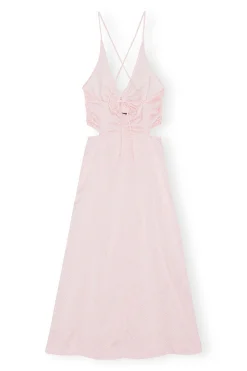 Cheap GANNI Lilac Satin Maxi Dress Light Lilac