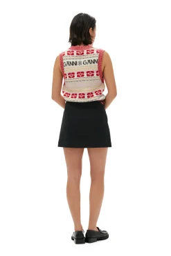Online GANNI Logo Wool Mix Vest Multicolour