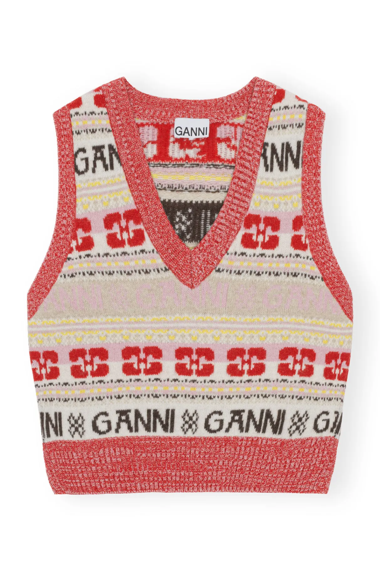 Online GANNI Logo Wool Mix Vest Multicolour