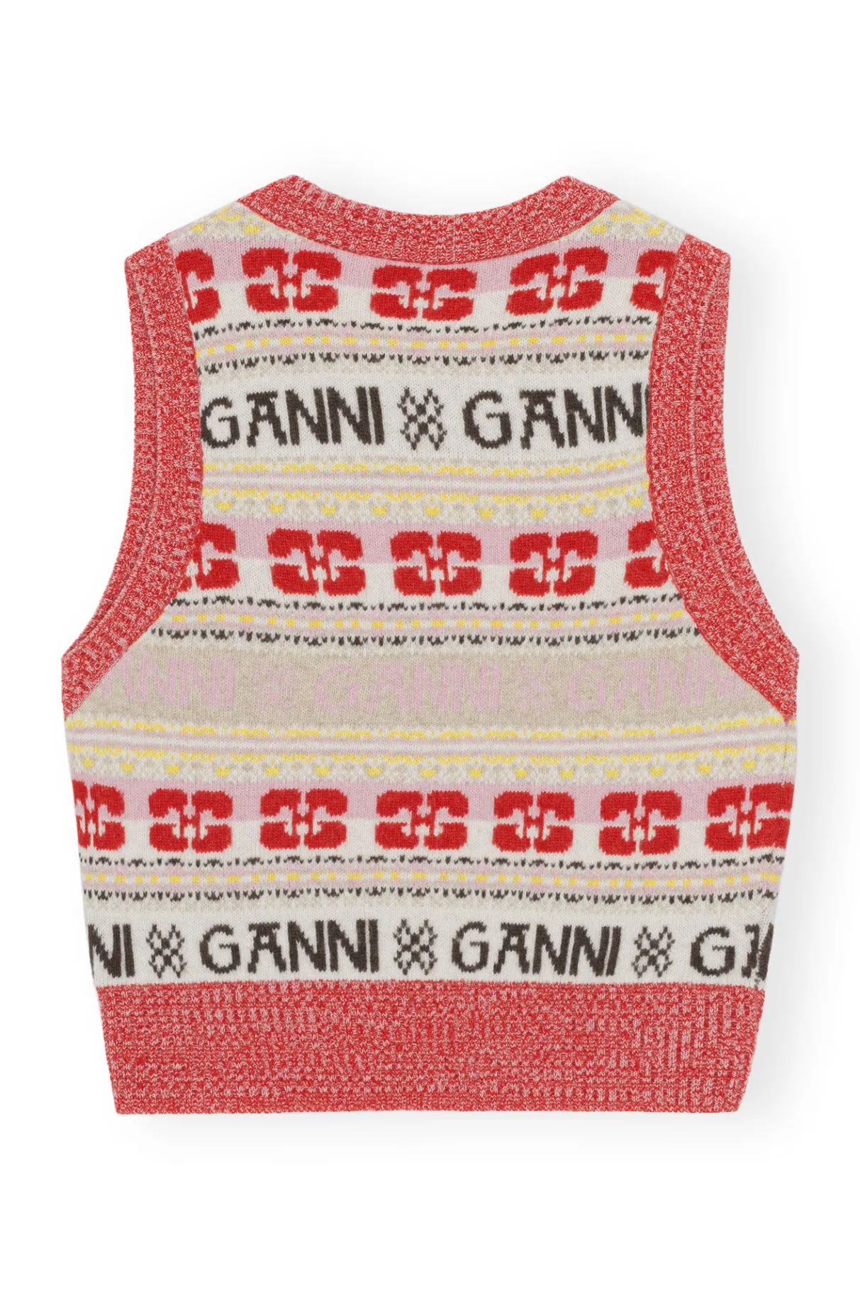 Online GANNI Logo Wool Mix Vest Multicolour