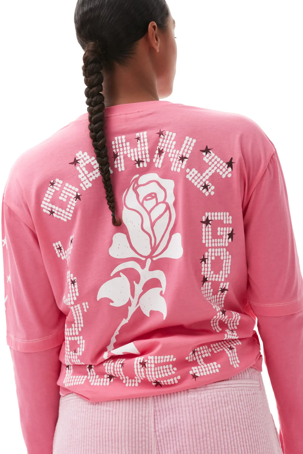 Store GANNI Long Sleeve T-Shirt Shocking Pink