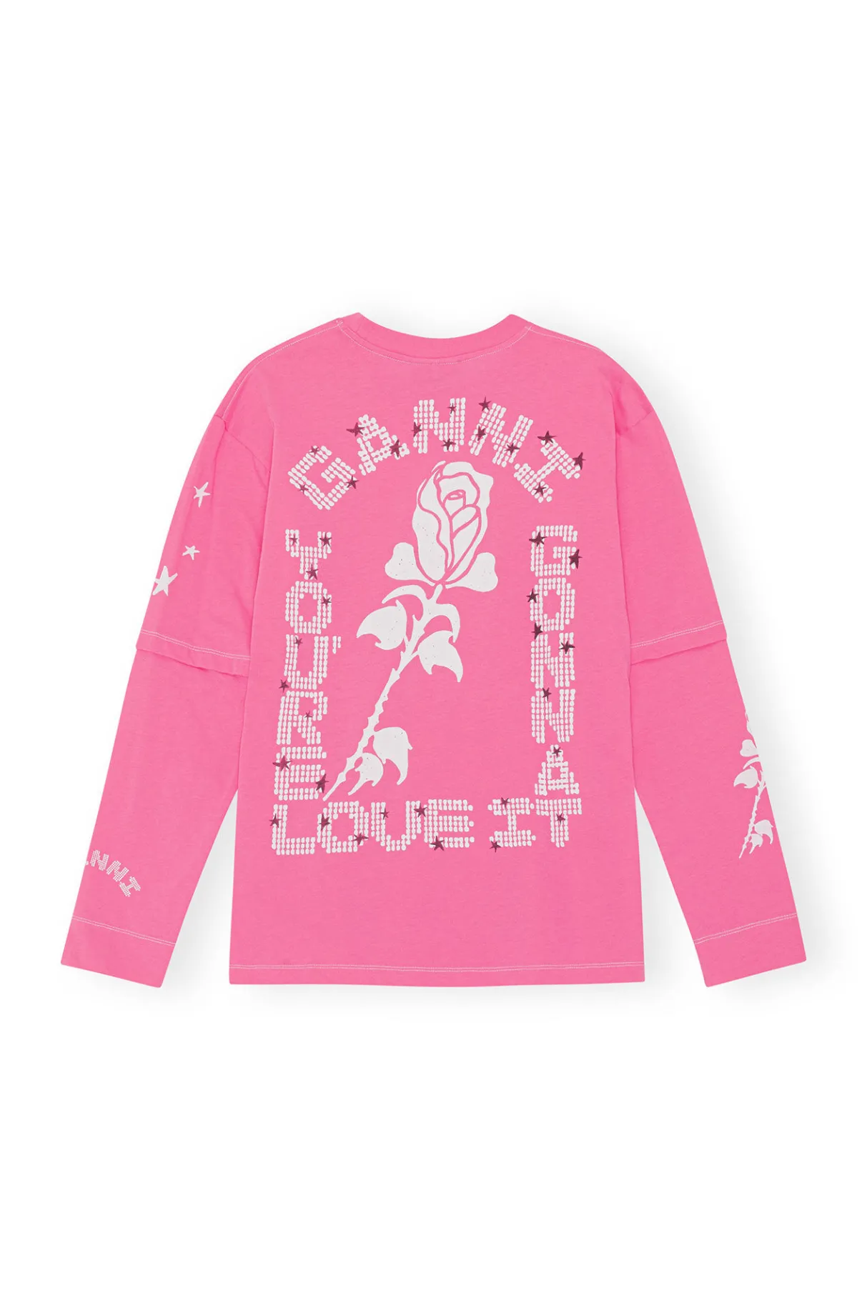 Store GANNI Long Sleeve T-Shirt Shocking Pink