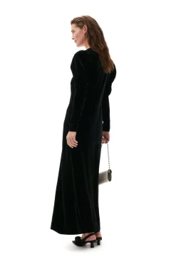 Clearance GANNI Long Velvet Dress Black