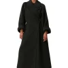 Cheap GANNI Long Wool Coat Phantom