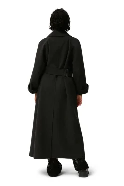 Cheap GANNI Long Wool Coat Phantom