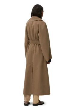 Best Sale GANNI Long Wool Coat Petrified Oak