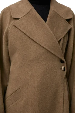 Best Sale GANNI Long Wool Coat Petrified Oak