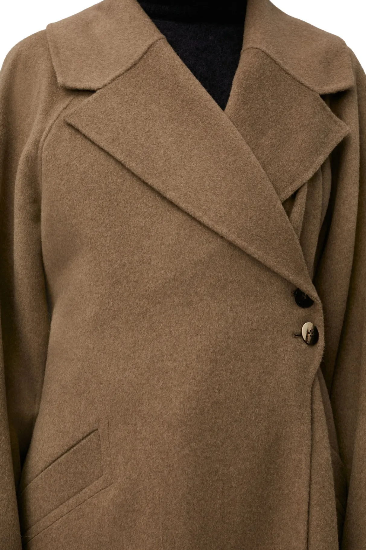 Best Sale GANNI Long Wool Coat Petrified Oak