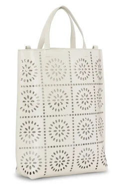 Cheap GANNI Medium Banner Perforated Bag Egret