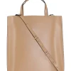 Online GANNI Medium Banner Tote Strap Bag Tan