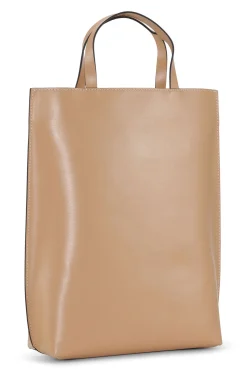 Online GANNI Medium Banner Tote Strap Bag Tan