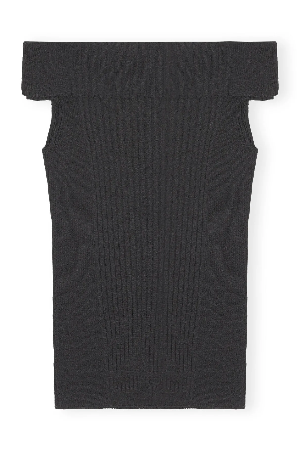 Cheap GANNI Melange Knit Off Shoulder Top Black