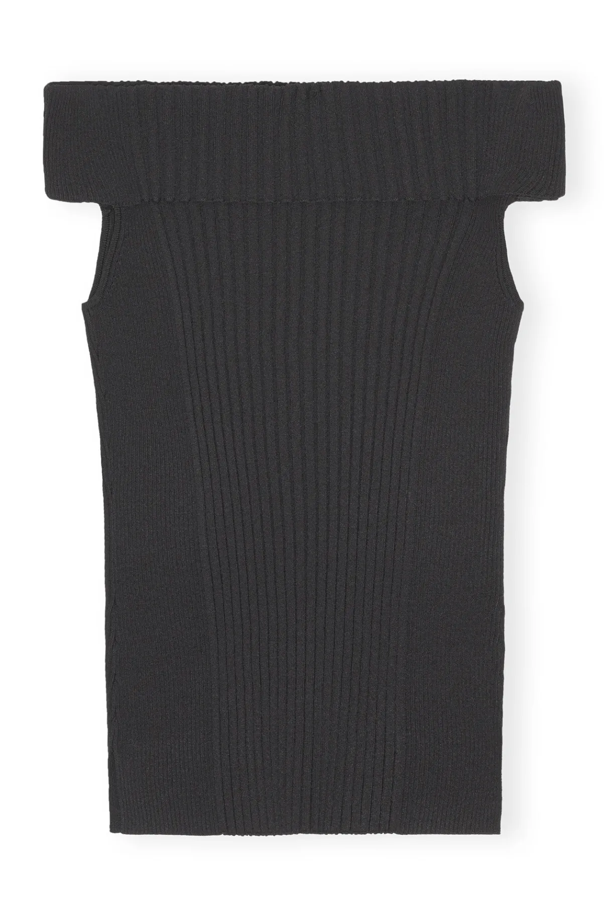 Cheap GANNI Melange Knit Off Shoulder Top Black