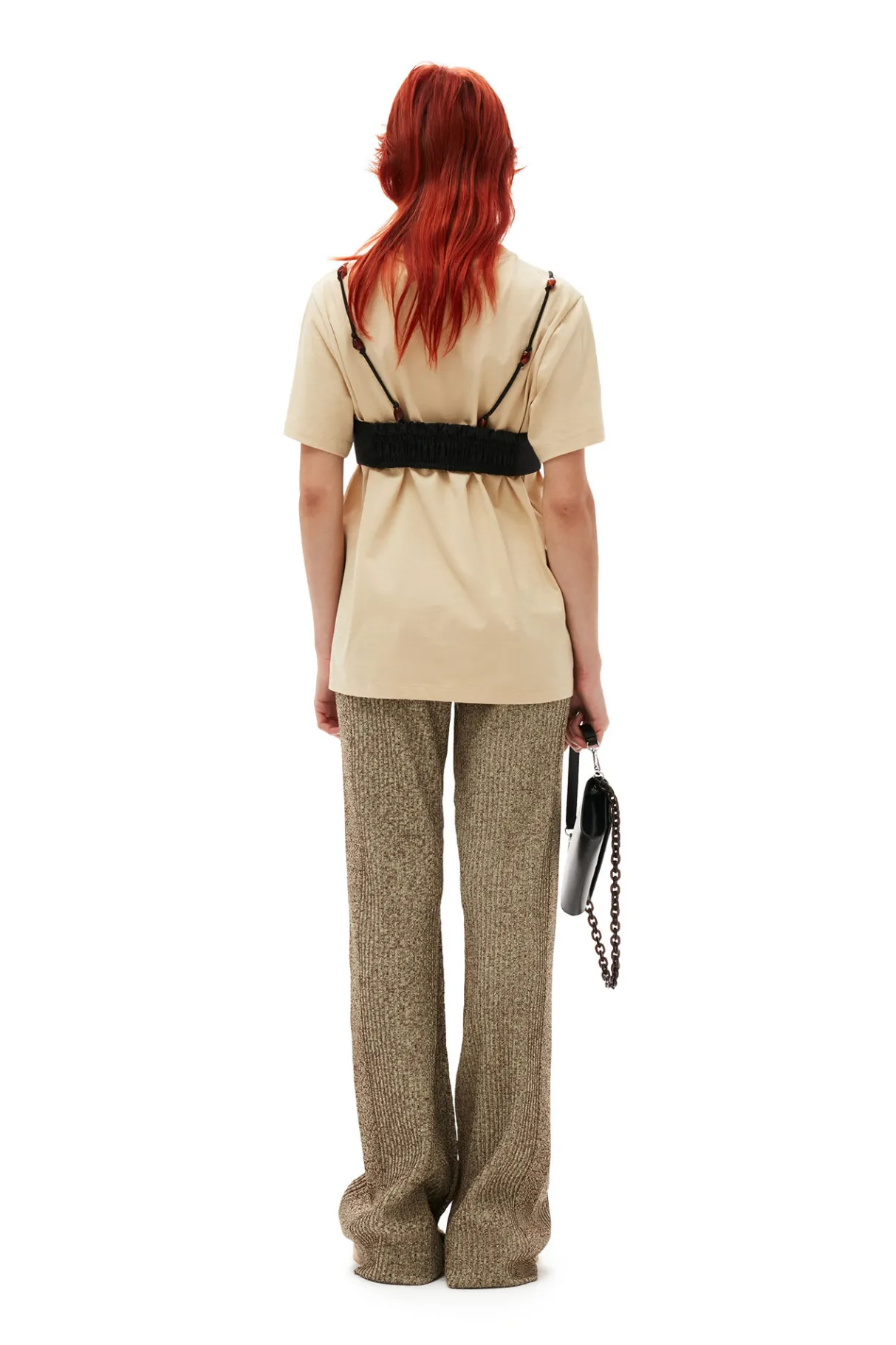 Fashion GANNI Melange Knit Pants Brandy Brown
