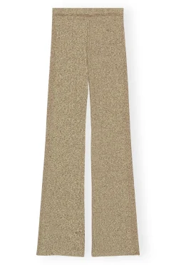 Fashion GANNI Melange Knit Pants Brandy Brown