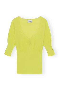 Discount GANNI Merino Lace O-Neck Blouse Tender Shoots
