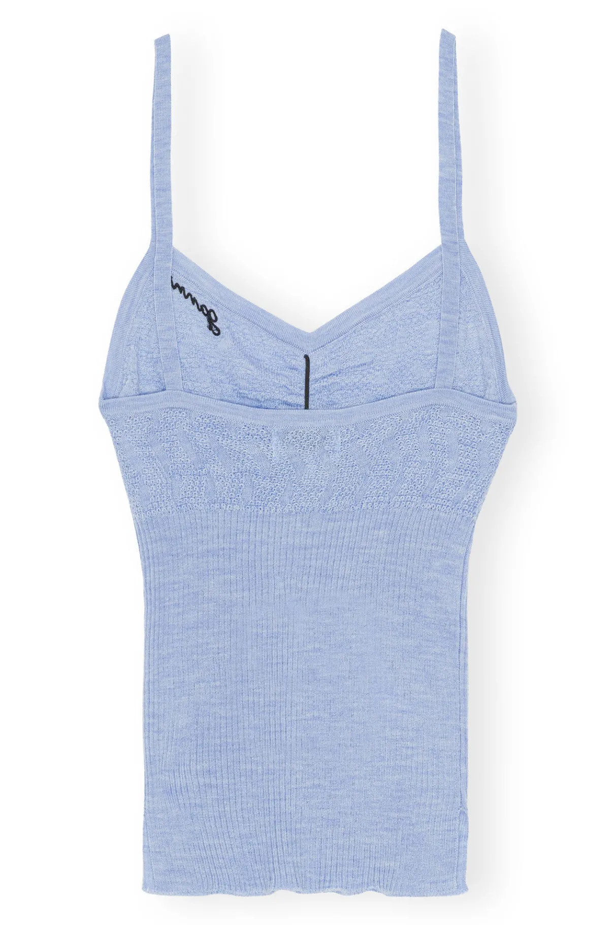 Sale GANNI Merino Lace Strap Top Ice Water