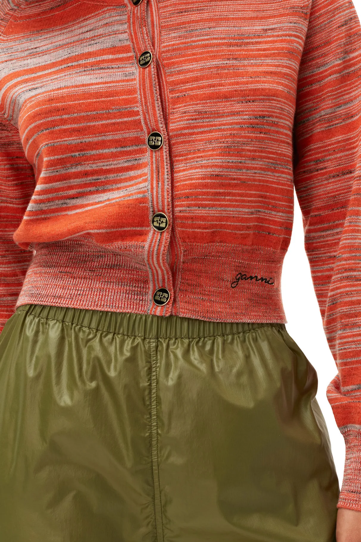 Hot GANNI Merino Mouline Cardigan Vibrant Orange