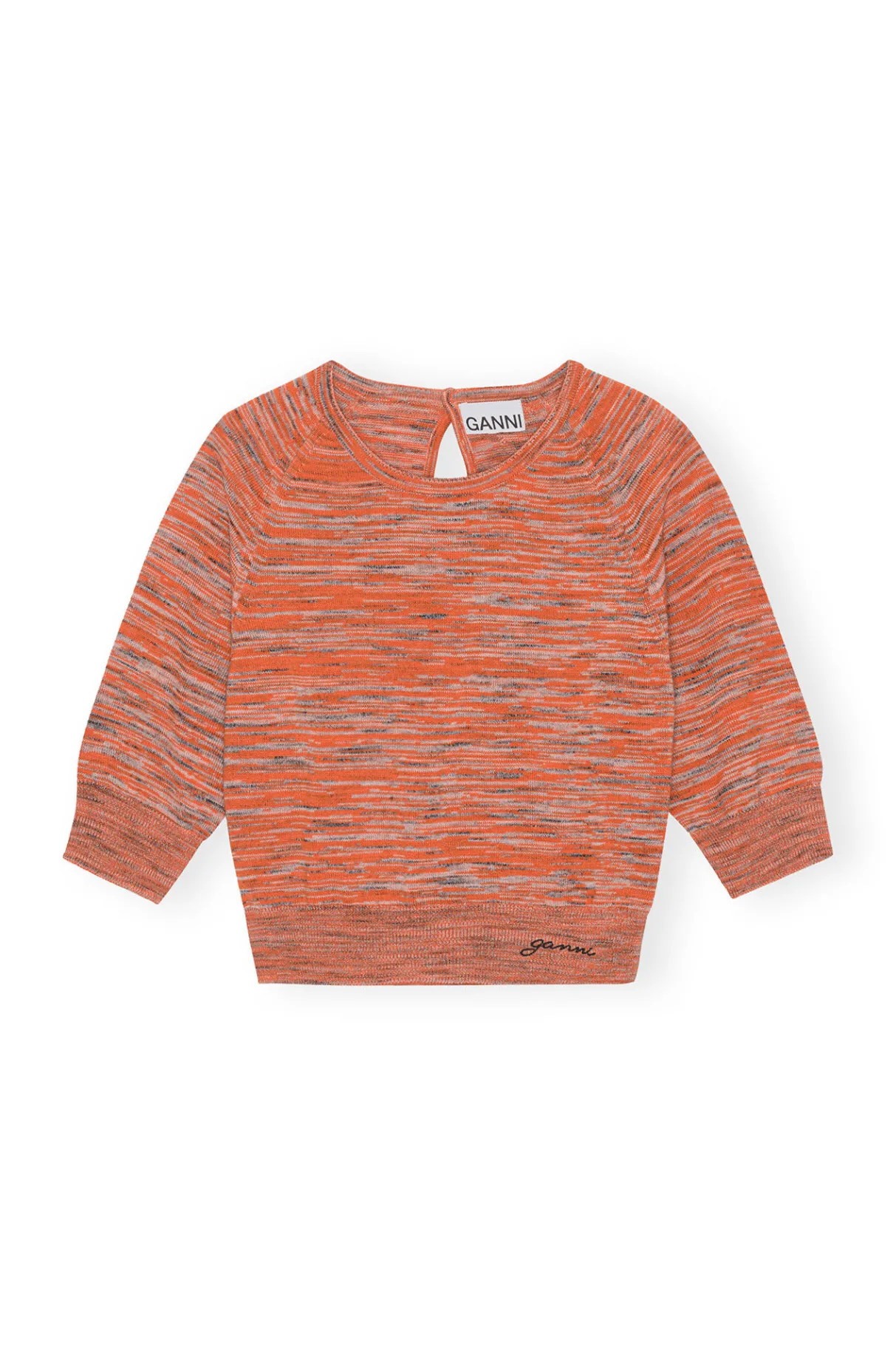 New GANNI Merino Mouline Cropped Top Vibrant Orange