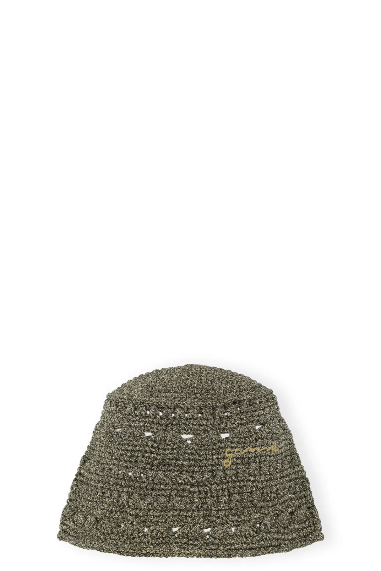 Cheap GANNI Metallic Crochet Bucket Hat Black