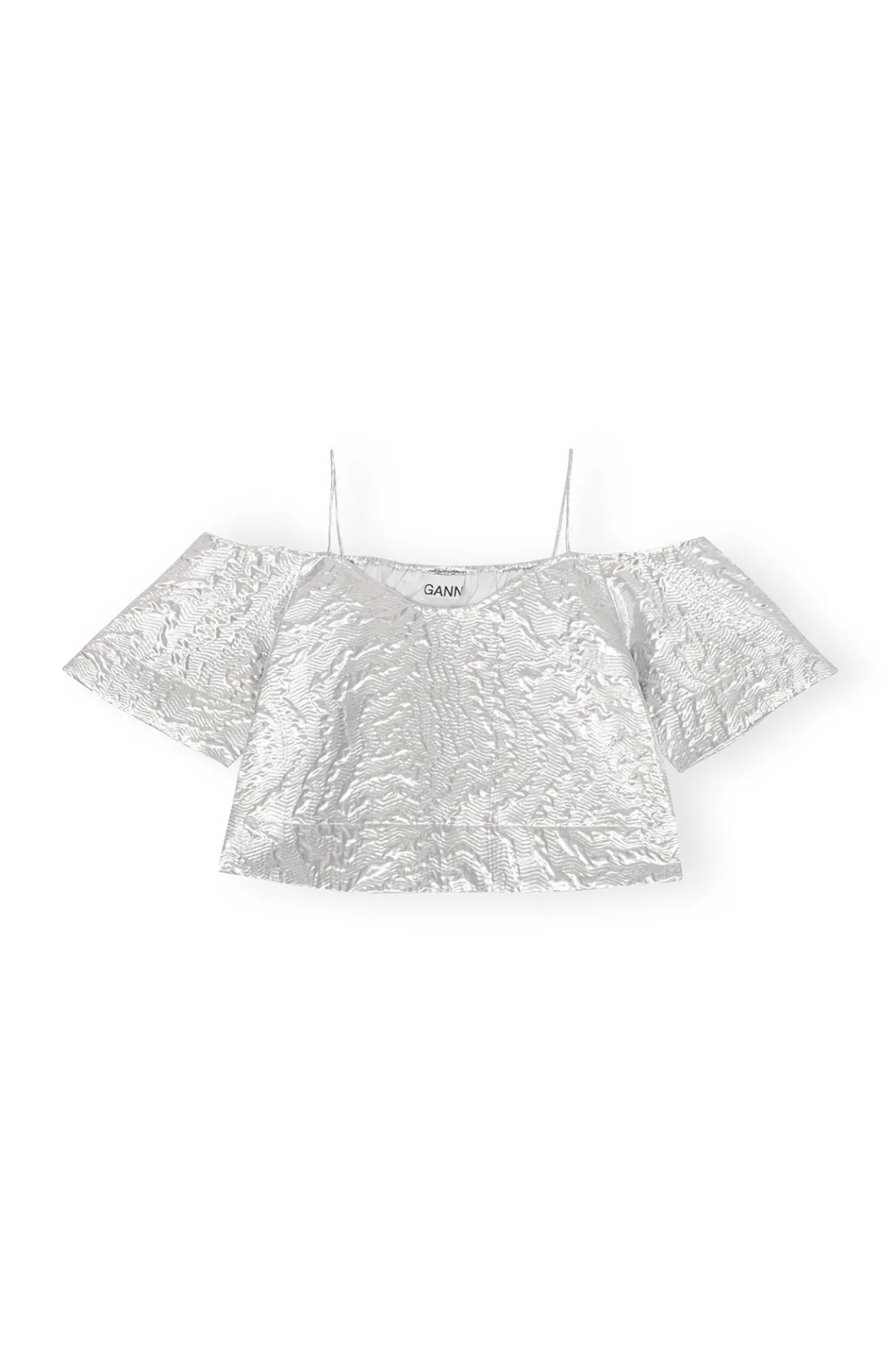 Best Sale GANNI Metallic Jacquard Top Silver