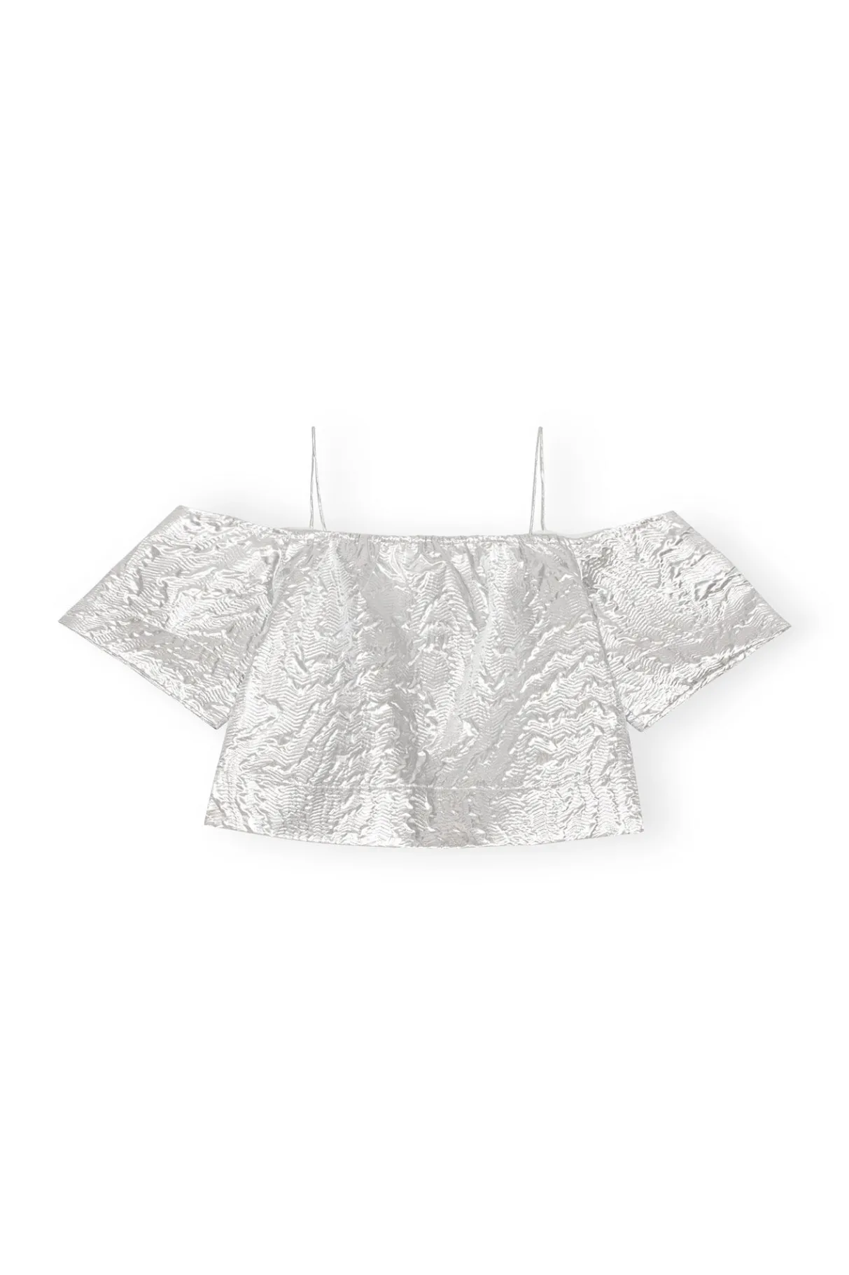 Best Sale GANNI Metallic Jacquard Top Silver