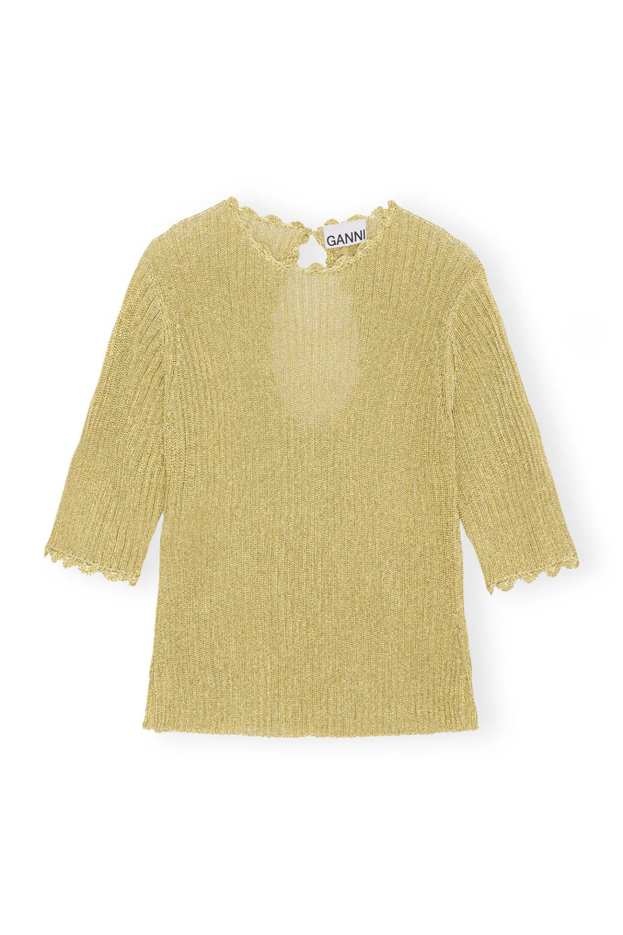 Cheap GANNI Metallic Open Back Blouse Gold