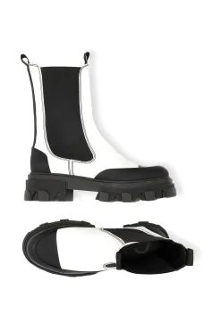 New GANNI Mid Chelsea Boots Egret