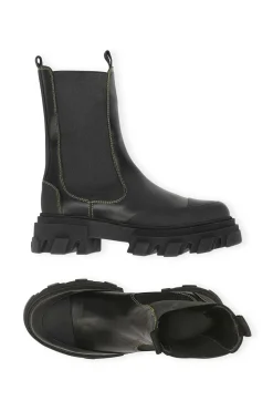 Shop GANNI Mid Chelsea Boots Black