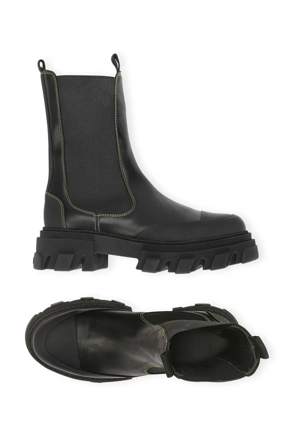 Shop GANNI Mid Chelsea Boots Black