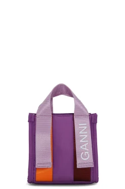 Shop GANNI Mini Purple Tech Tote Purple Wine