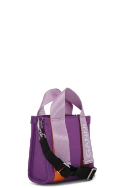 Shop GANNI Mini Purple Tech Tote Purple Wine